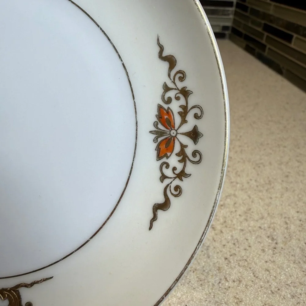 VTG Antique Noritake Hand Painted Porcelain Lemon Plate Gold Floral Handle Japan